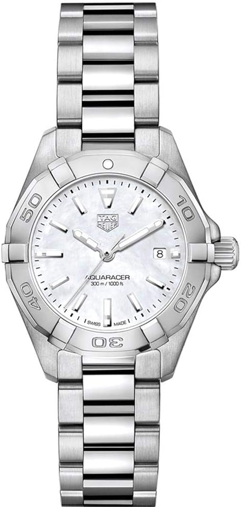 Tag Heuer Aquaracer Quartz Mother of Pearl White Dial Silver Steel Strap Watch for Women - WBD1411.BA0741 Buy Now By Tag Heuer
