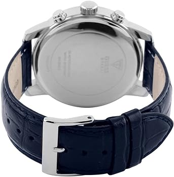 Guess Horizon Chronograph Quartz Black Dial Blue Leather Strap Watch For Men - W0380G3 Buy Now By Guess