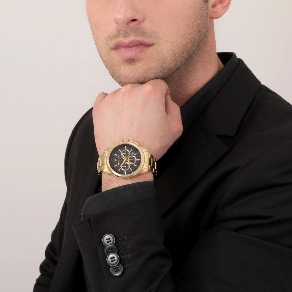 Maserati Successo 44mm Black Dial Gold Stainless Steel Strap Watch For Men - R8873621013 Buy Now By Maserati