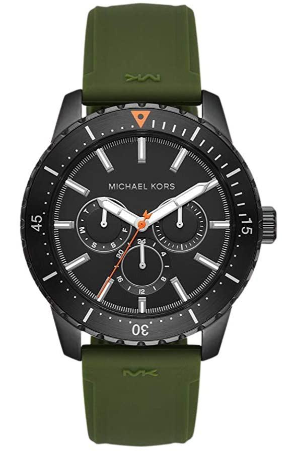 Michael Kors Cunningham Chronograph Black Dial Green Rubber Strap Watch For Men - MK7165 Buy Now By Michael Kors