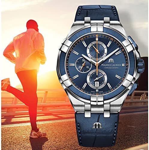 Maurice Lacroix Aikon Chronograph Blue Dial Blue Leather Strap Watch For Men - AI1018-SS001-432-4 Buy Now By Maurice Lacroix