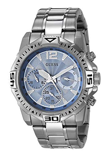 Guess Commander Chronograph Blue Dial Silver Steel Strap Watch for Men - GW0056G2 Buy Now By Guess