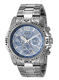 Guess Commander Chronograph Blue Dial Silver Steel Strap Watch for Men - GW0056G2 Buy Now By Guess