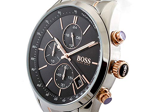 Hugo Boss Grand Prix Black Dial Two Tone Steel Strap Watch for Men - 1513473 Buy Now By Hugo Boss