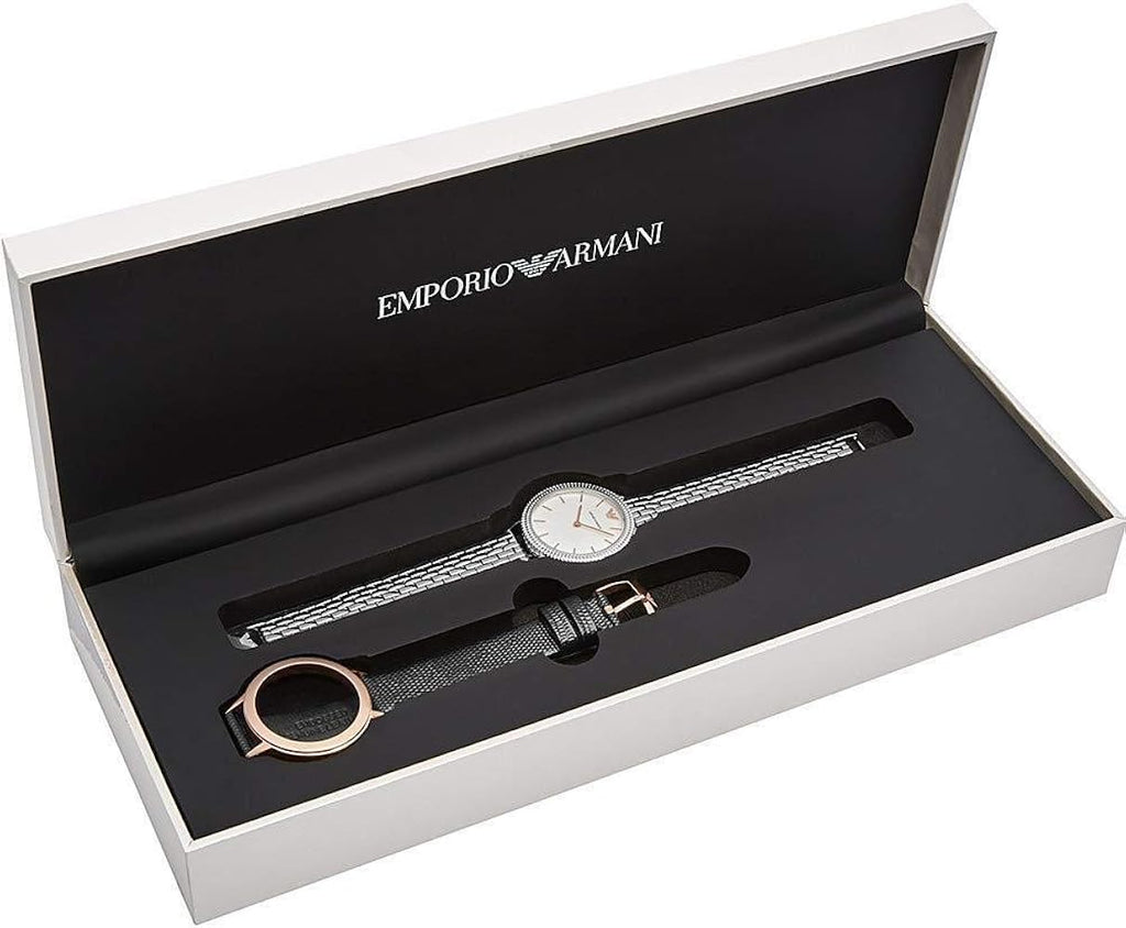 Emporio Armani Interchangeable Analog Mother of Pearl Dial Silver Steel Strap Watch For Women - AR80020 Buy Now By Emporio Armani