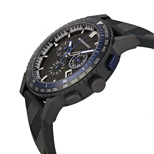 Burberry The City Chronograph Black Dial Black Rubber Strap Watch For Men - BU9806 Buy Now By Burberry
