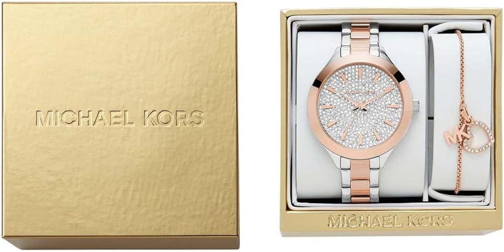 Michael Kors Slim Runway Crystals Silver Dial Two Tone Steel Strap Watch for Women - MK1045 Buy Now By Michael Kors