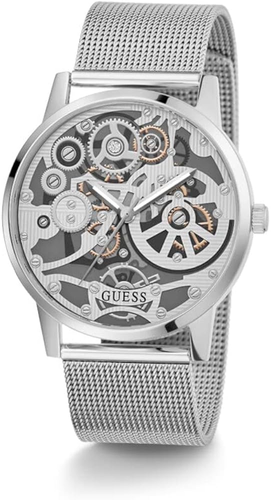 Guess Gadget Silver Dial Silver Mesh Bracelet Watch for Men - GW0538G1 Buy Now By Guess