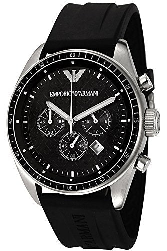 Emporio Armani Sportivo Chronograph Black Dial Black Rubber Strap Watch For Men - AR0527 Buy Now By Emporio Armani