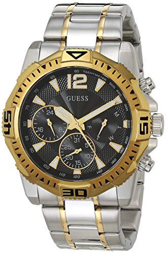 Guess Commander Chronograph Black Dial Two Tone Steel Strap Watch for Men - GW0056G4 Buy Now By Guess