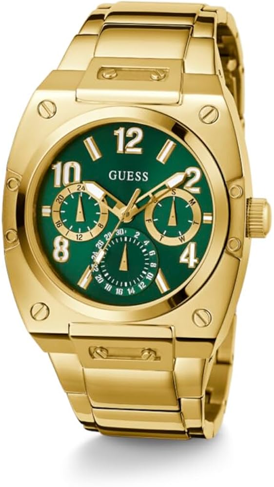 Guess Trend Analog Green Dial Gold Steel Strap Watch For Men - GW0624G2 Buy Now By Guess
