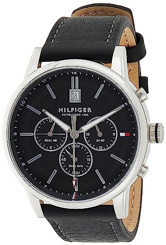 Tommy Hilfiger Kyle Quartz Black Dial Black Leather Strap Watch for Men - 1791630 Buy Now By Tommy Hilfiger