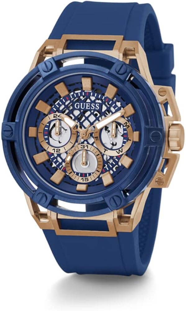 Guess Matrix Multifunction Blue Dial Blue Rubber Strap Watch for Men - GW0423G4 Buy Now By Guess