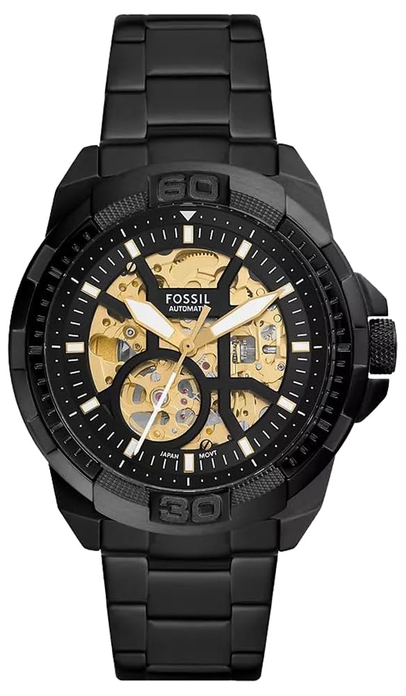 Fossil Bronson Automatic Skeleton Black Dial Black Steel Strap Watch for Men - ME3217 Buy Now By Fossil