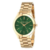 Michael Kors Slim Runway Green Dial Gold Steel Strap Watch for Women - MK3435 Buy Now By Michael Kors