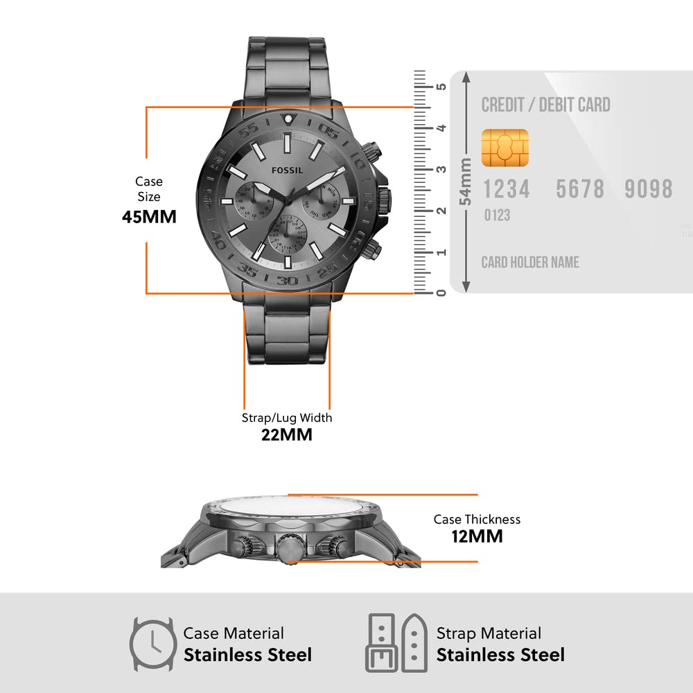 Fossil Bannon Multifunction Chronograph Grey Dial Grey Steel Strap Watch for Men - BQ2491 Buy Now By Fossil