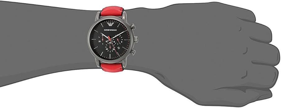 Emporio Armani Luigi Chronograph Black Dial Red Leather Strap Watch For Men - AR1971 Buy Now By Emporio Armani