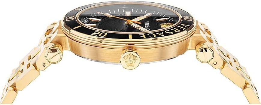 Versace Greca Sport Quartz Black Dial Gold Steel Strap Watch for Men - VEZ300721 Buy Now By Versace