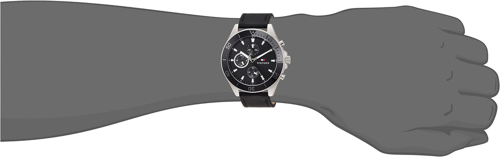 Tommy Hilfiger Larson Chronograph Black Dial Black Leather Strap Watch For Men - 1791984 Buy Now By Tommy Hilfiger