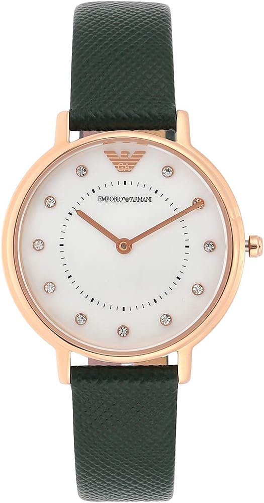 Emporio Armani Kappa Mother of Pearl Dial Black Leather Strap Watch For Women - AR80011 Buy Now By Emporio Armani