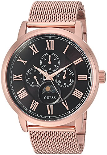 Guess Delancy Black Dial Rose Gold Mesh Bracelet Watch for Men - W0871G5 Buy Now By Guess