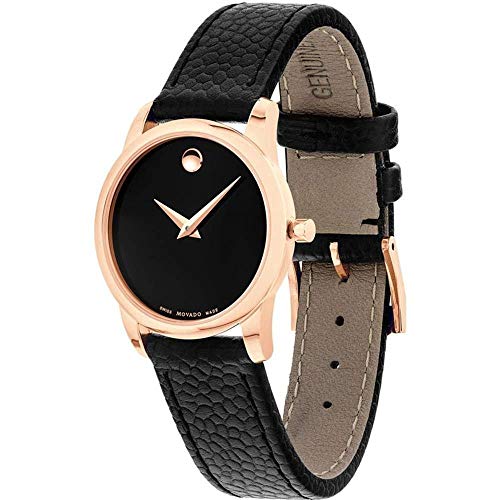 Movado Museum Classic Black Dial Black Leather Strap Watch For Women - 607061 Buy Now By Movado