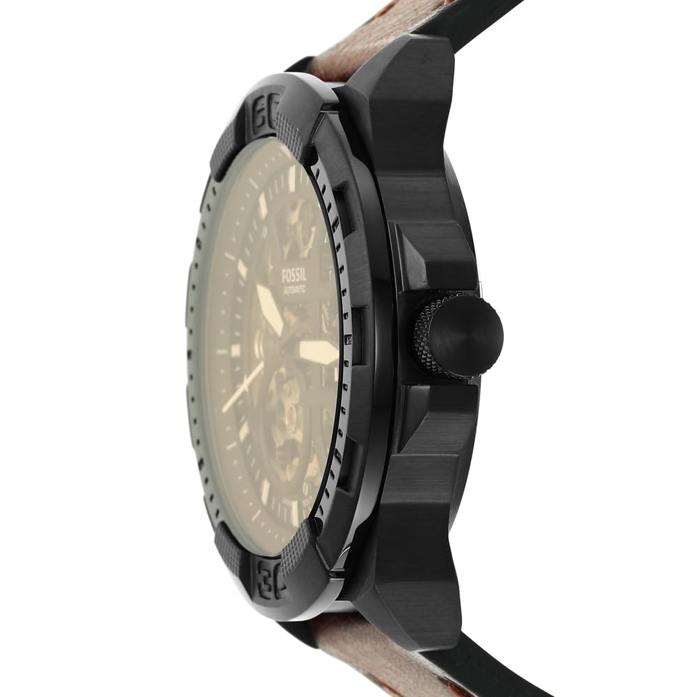Fossil Bronson Automatic Skeleton Black Dial Brown Leather Strap Watch for Men - ME3219 Buy Now By Fossil