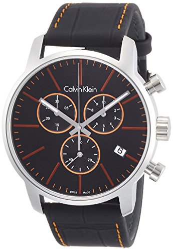 Calvin Klein City Chronograph Black Dial Black Leather Strap Watch for Men - K2G271C1 Buy Now By Calvin Klein