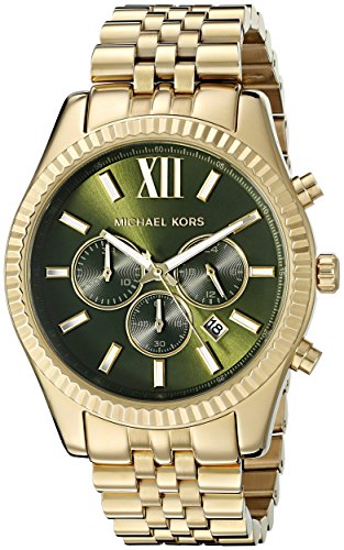 Michael Kors Lexington Chronograph Green Dial Gold Steel Strap Watch for Men - MK8446 Buy Now By Michael Kors