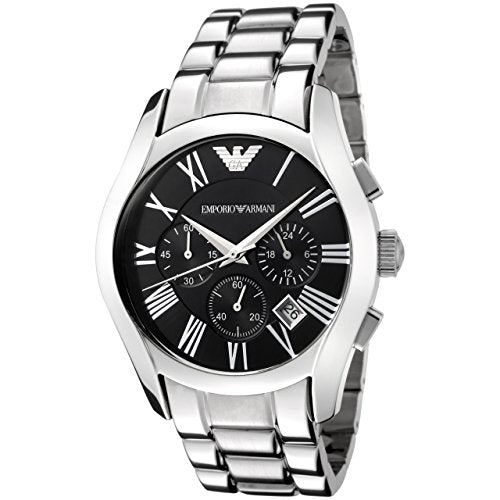 Emporio Armani Valente Chronograph Black Dial Silver Stainless Steel Watch For Men - AR0673 Buy Now By Emporio Armani