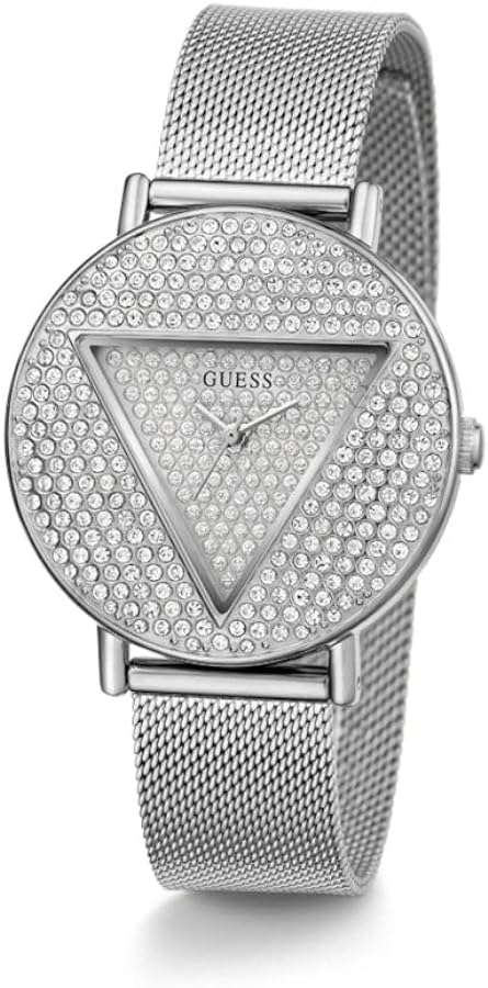 Guess Iconic Diamonds Silver Dial Silver Mesh Bracelet Watch For Women - GW0477L1 Buy Now By Guess