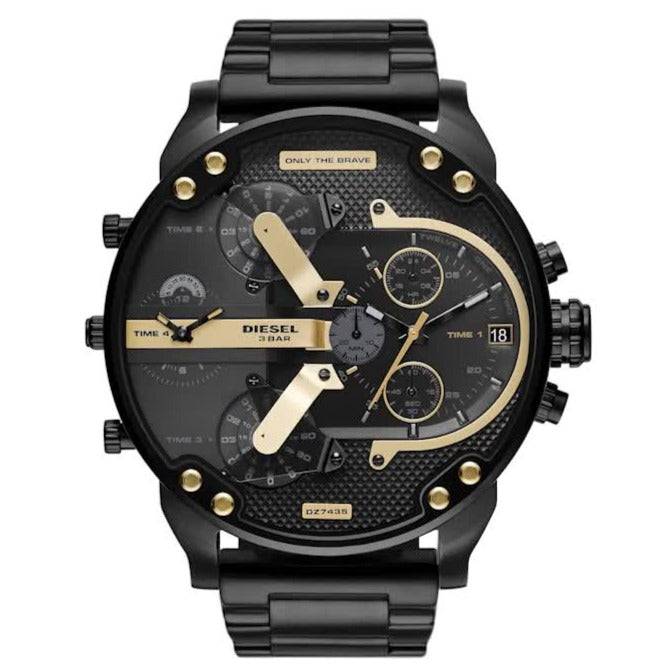 Diesel Mr. Daddy 2.0 Chronograph Black Dial Black Steel Strap Watch For Men - DZ7435 Buy Now By Diesel