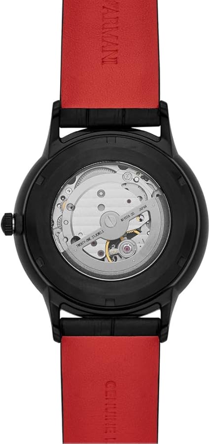 Emporio Armani Meccanico Skeleton Black Dial Black Leather Strap Watch For Men - AR60046 Buy Now By Emporio Armani