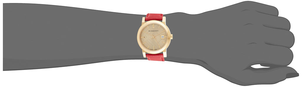 Burberry The City Gold Dial Red Leather Strap Watch for Women - BU9140 Buy Now By Burberry