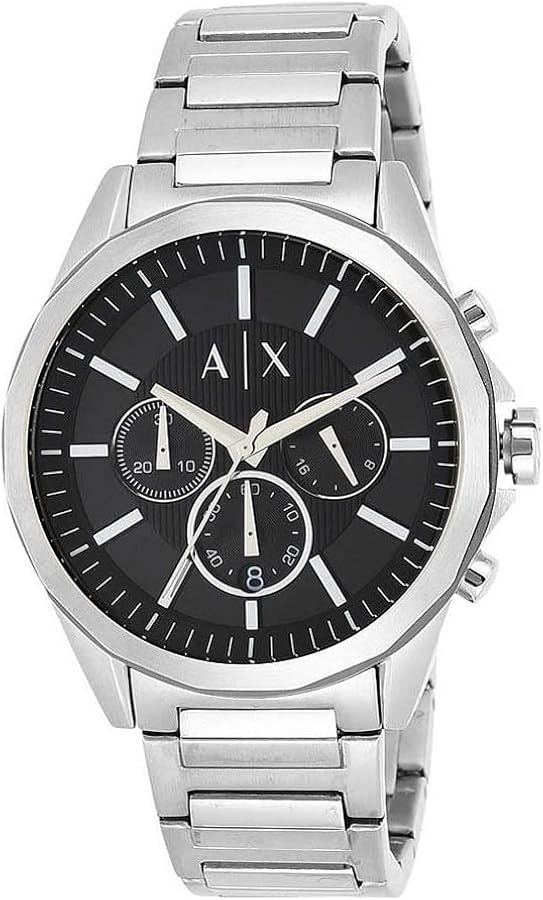 Armani Exchange Drexler Chronograph Black Dial Silver Steel Strap Watch for Men - AX2600 Buy Now By Armani Exchange