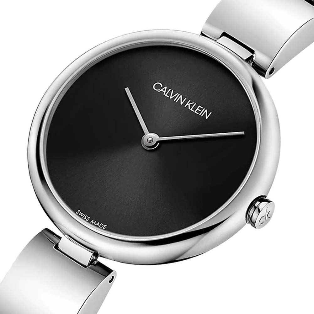 Calvin Klein Wavy Black Dial Silver Steel Strap Watch for Women - K9U23141 Buy Now By Calvin Klein