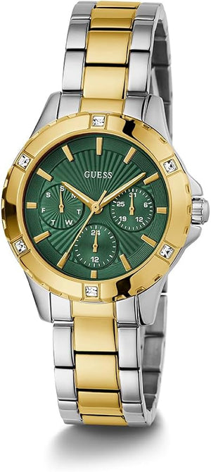 Guess Mist Analog Green Dial Two Tone Steel Strap Watch For Women - GW0723L1 Buy Now By Guess
