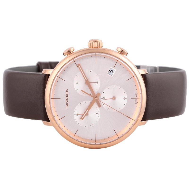 Calvin Klein High Noon Silver Dial Brown Leather Strap Watch for Men - K8M276G6 Buy Now By Calvin Klein