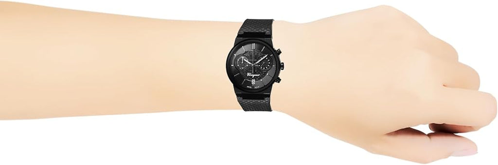 Salvatore Ferragamo Sapphire Chrono Black Dial Black Rubber Strap Watch for Men - SFME00621 Buy Now By Salvatore Ferragamo