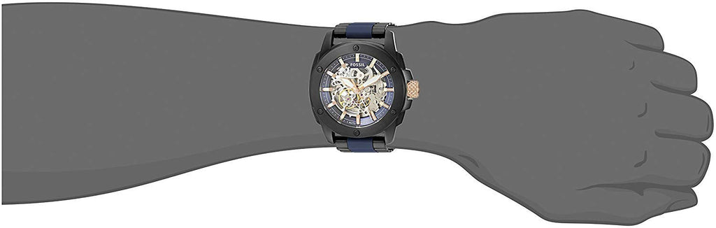 Fossil Modern Machine Automatic Skeleton Blue Dial Two Tone Steel Strap Watch for Men - ME3133 Buy Now By Fossil