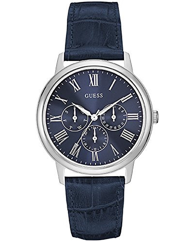 Guess Wafer Chronograph Quartz Blue Dial Blue Leather Strap Watch For Men - W0496G3 Buy Now By Guess