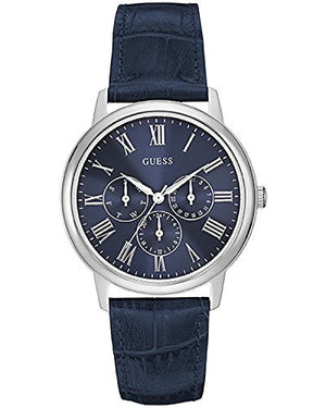Guess Wafer Chronograph Quartz Blue Dial Blue Leather Strap Watch For Men - W0496G3 Buy Now By Guess