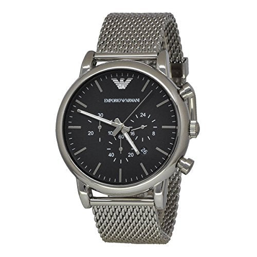 Emporio Armani Classic Chronograph Black Dial Silver Mesh Bracelet Watch For Men - AR1808 Buy Now By Emporio Armani