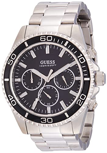 Guess Chaser Chronograph Black Dial Silver Steel Strap Watch for Men - W0170G1 Buy Now By Guess