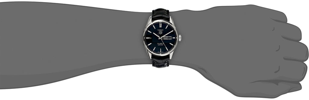 Tag Heuer Carrera Automatic 41mm Black Dial Black Leather Strap Watch for Men - WAR201A.FC6266