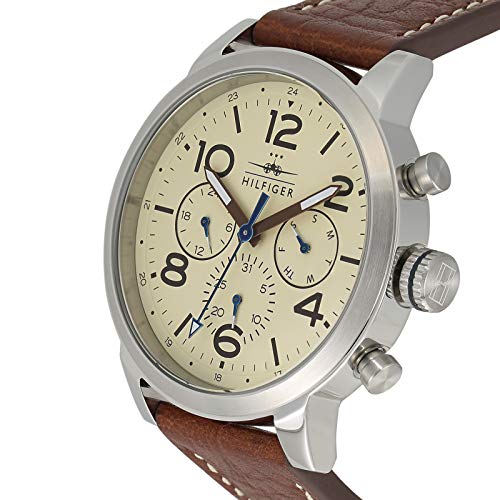 Tommy Hilfiger Jake Multifunction White Dial Brown Leather Strap Watch for Men - 1791230 Buy Now By Tommy Hilfiger