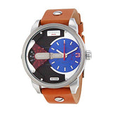Diesel Mini Daddy Blue & Black Dial Brown Leather Strap Watch For Men - DZ7308 Buy Now By Diesel