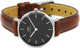Daniel Wellington Classic Petite St Mawes Black Dial Brown Leather Strap Watch For Women - DW00100237 Buy Now By Daniel Wellington