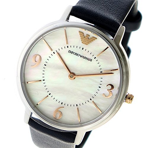 Emporio Armani Kappa White Mother of Pearl Dial Black Leather Strap Watch For Women - AR2509 Buy Now By Emporio Armani