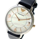 Emporio Armani Kappa White Mother of Pearl Dial Black Leather Strap Watch For Women - AR2509 Buy Now By Emporio Armani
